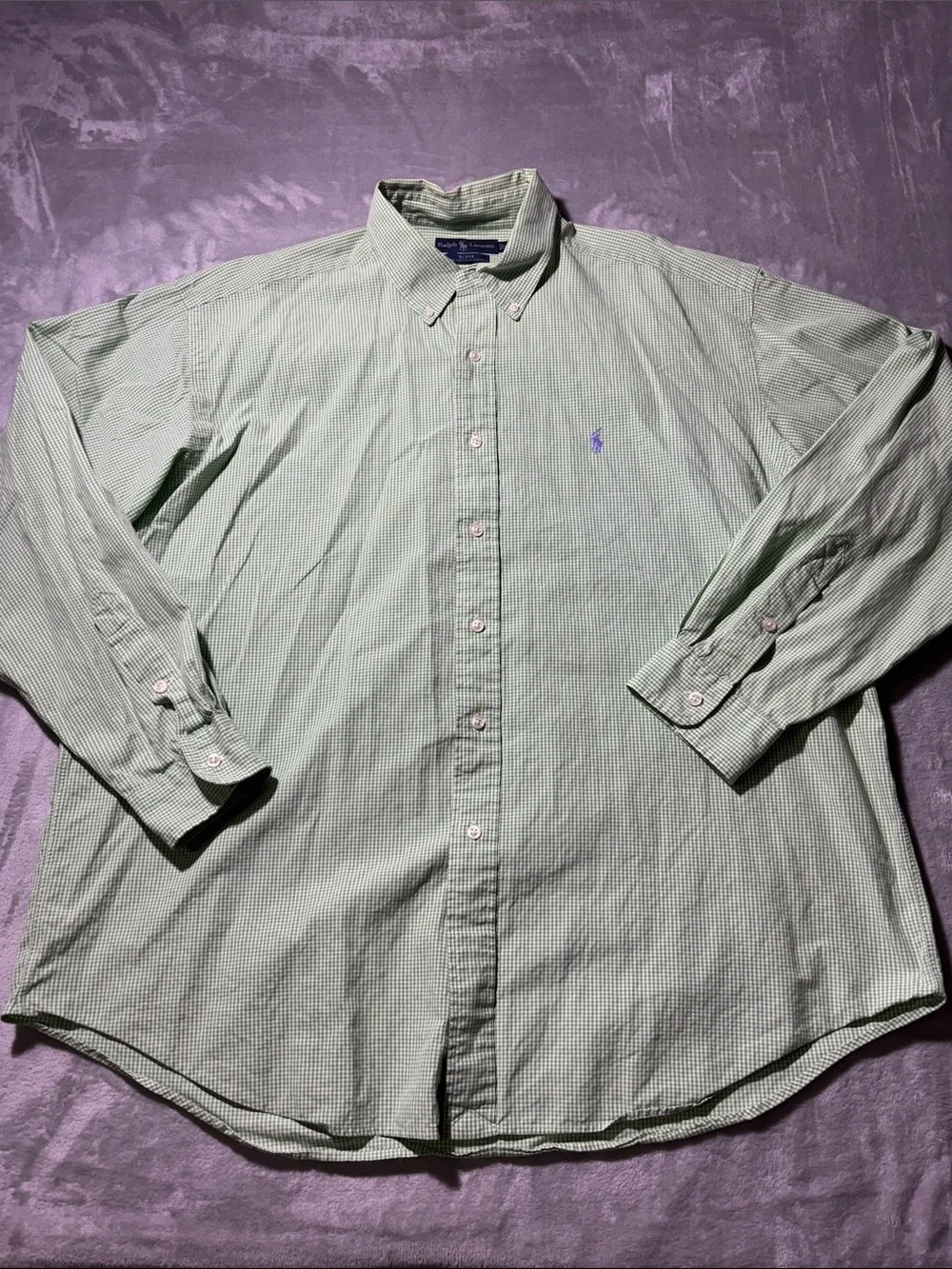 Ralph Lauren Blake Men’s XL Green Gingham Check Button Down Shirt